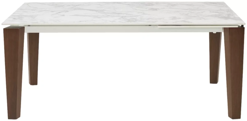 Обеденный раздвижной стол Esmir 160, Matte Arabescato Solid Ceramic, орех