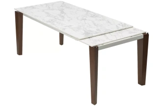 Обеденный раздвижной стол Esmir 160, Matte Arabescato Solid Ceramic, орех