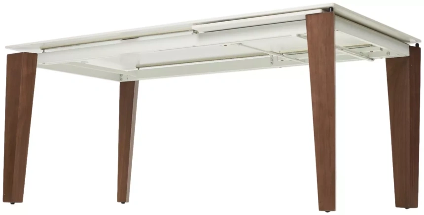 Обеденный раздвижной стол Esmir 160, Matte Arabescato Solid Ceramic, орех