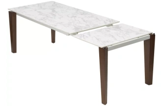 Обеденный раздвижной стол Esmir 160, Matte Arabescato Solid Ceramic, орех