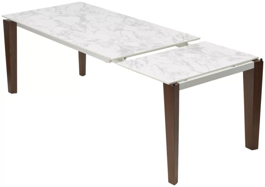 Обеденный раздвижной стол Esmir 160, Matte Arabescato Solid Ceramic, орех