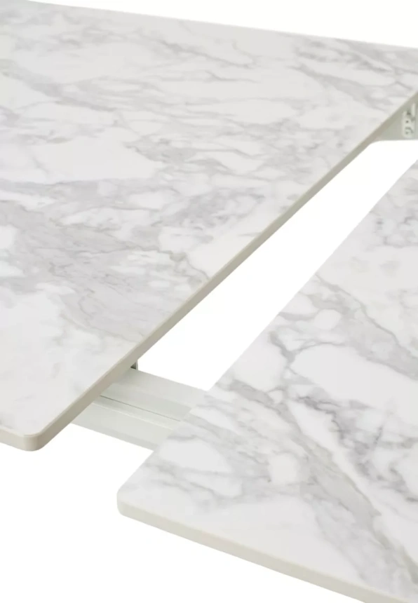 Обеденный раздвижной стол Esmir 160, Matte Arabescato Solid Ceramic, орех