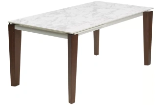 Обеденный раздвижной стол Esmir 160, Matte Arabescato Solid Ceramic, орех