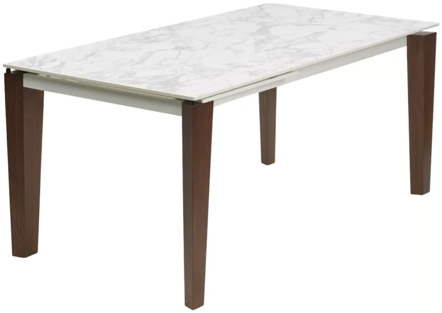 Обеденный раздвижной стол Esmir 160, Matte Arabescato Solid Ceramic, орех