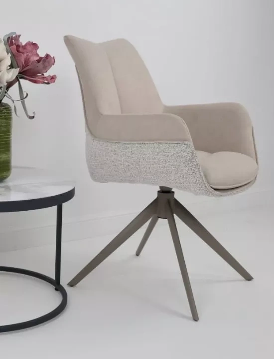 Стул Pontus, поворотный, Rieky-111 / Present-120 кремовый / латте