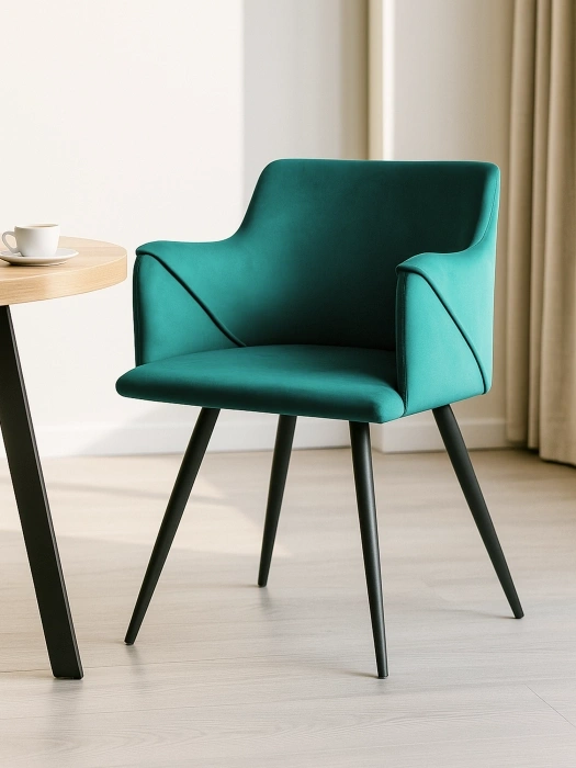 Стул-кресло Эджелл, мягкий, зеленый / черный