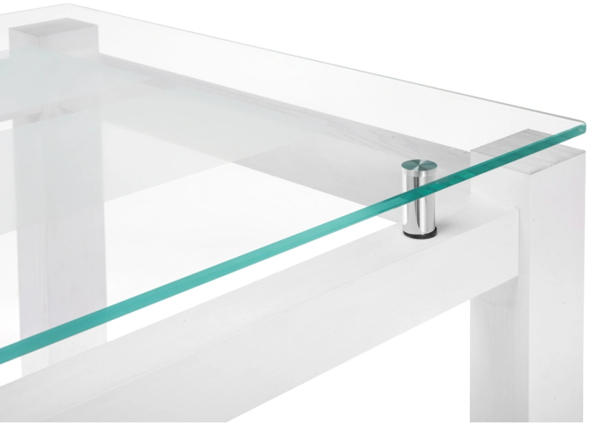 Кухонный стол Бран, 104х74х76, стекло, дерево белое
