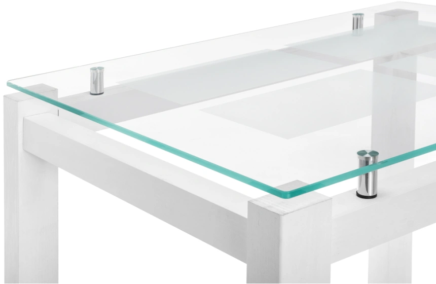 Кухонный стол Бран, 104х74х76, стекло, дерево белое