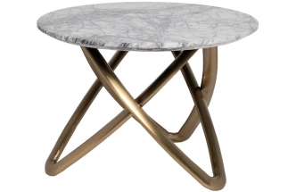 Журнальный стол 57EL-STOL/ZH-790B, 70x70x50, природный мрамор, белый мрамор / золото
