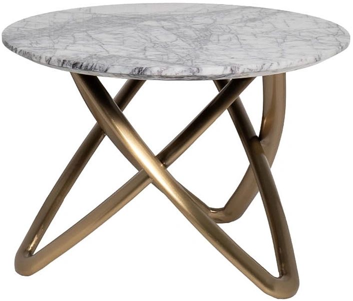 Журнальный стол 57EL-STOL/ZH-790B, 70x70x50, природный мрамор, белый мрамор / золото