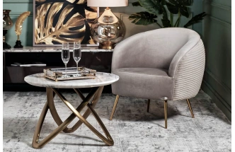 Журнальный стол 57EL-STOL/ZH-790B, 70x70x50, природный мрамор, белый мрамор / золото