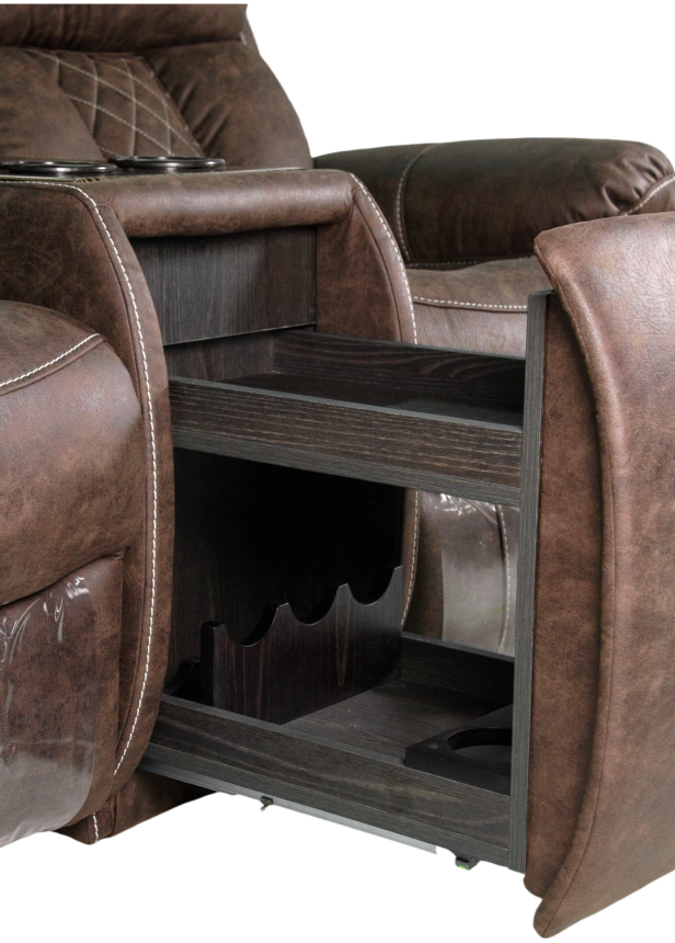 Диван прямой Азалия, электрореклайнер, двухместный, Стайл 03 / Эбен / Контрастная отстрочка