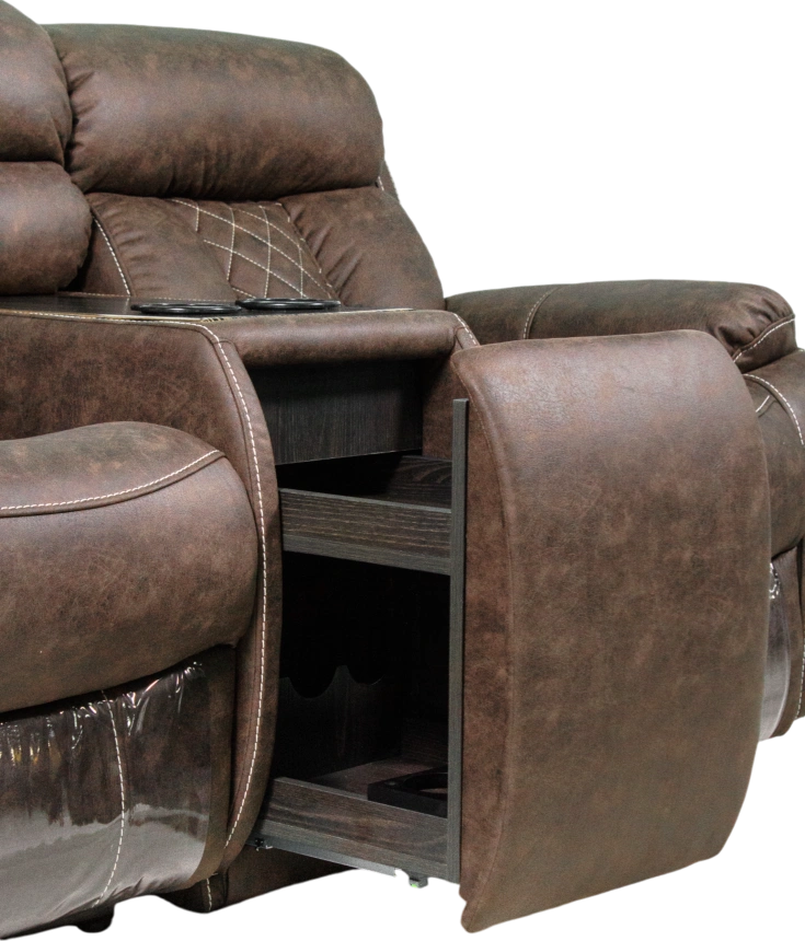 Диван прямой Азалия, электрореклайнер, двухместный, Стайл 03 / Эбен / Контрастная отстрочка