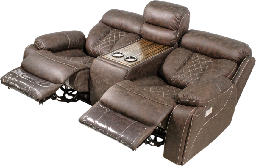 Диван прямой Азалия, электрореклайнер, двухместный, Стайл 03 / Эбен / Контрастная отстрочка