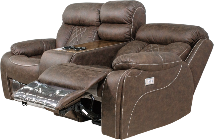 Диван прямой Азалия, электрореклайнер, двухместный, Стайл 03 / Эбен / Контрастная отстрочка