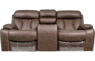 Диван прямой Азалия, электрореклайнер, двухместный, Стайл 03 / Эбен / Контрастная отстрочка