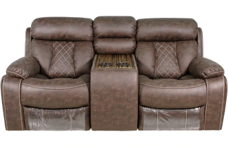 Диван прямой Азалия, электрореклайнер, двухместный, Стайл 03 / Эбен / Контрастная отстрочка