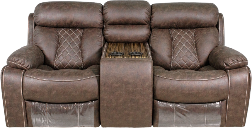 Диван прямой Азалия, электрореклайнер, двухместный, Стайл 03 / Эбен / Контрастная отстрочка