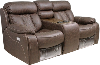 Диван прямой Азалия, электрореклайнер, двухместный, Стайл 03 / Эбен / Контрастная отстрочка