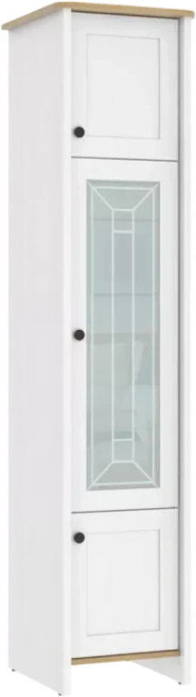 Шкаф Тифани, со стеклом, Дуб небраска/Белый
