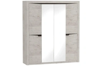 Шкаф четырехдверный Соренто, распашной с зеркалом, дуб бонифаций