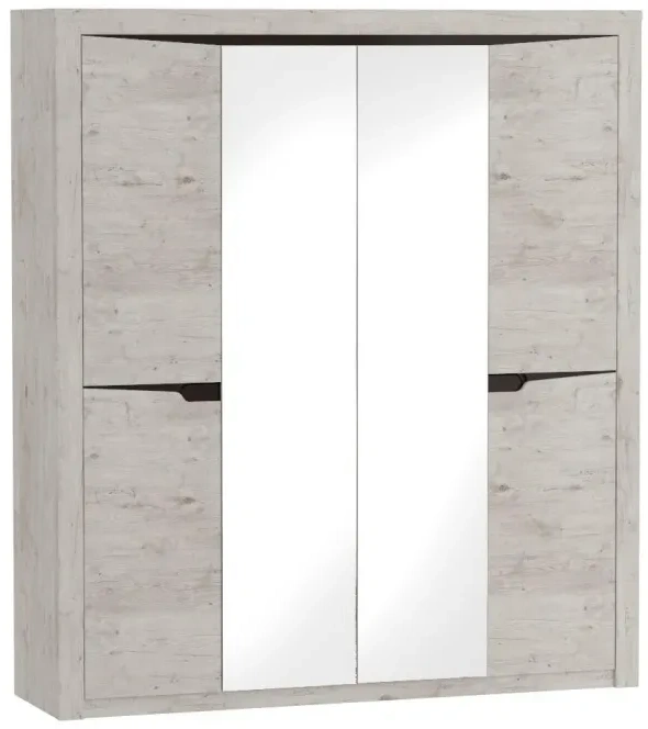Шкаф четырехдверный Соренто, распашной с зеркалом, дуб бонифаций