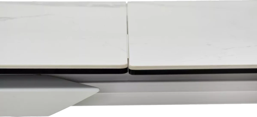 Кухонный стол раздвижной Cremona 140, Matte Statuario Белый мрамор матовый, керамика, белый каркас