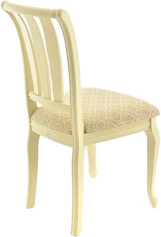 Стул Кабриоль, деревянный с жесткой спинкой, фермо 160-1, жаккард, каркас слоновая кость