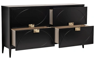 Комод 151SV-00001, с четырьмя ящиками, черный