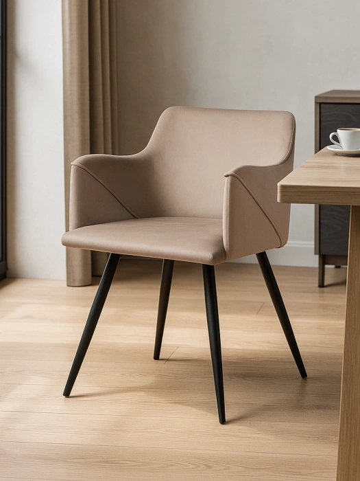Стул-кресло Эджелл, мягкий, латте / черный