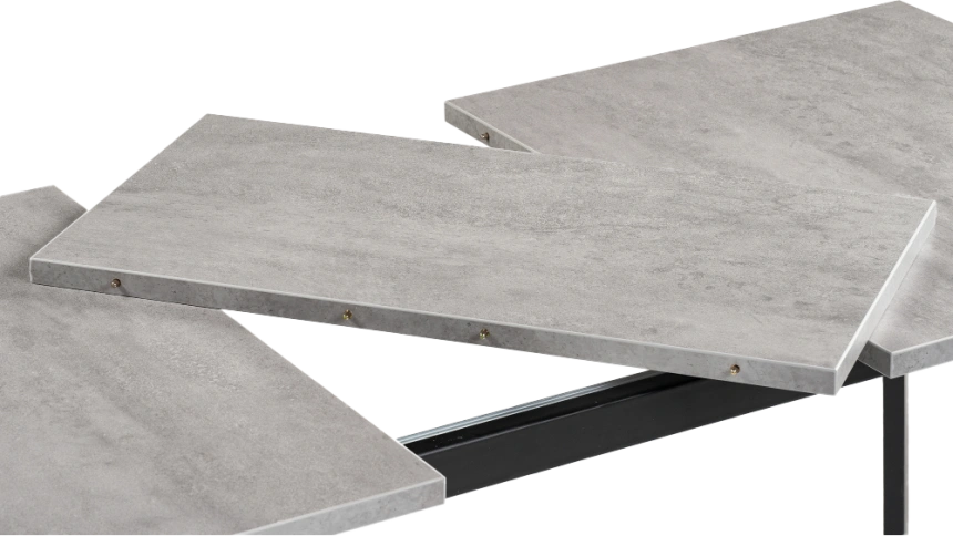Кухонный стол раздвижной Колон Лофт, 120(160)x75, ЛДСП бетон, каркас черный матовый