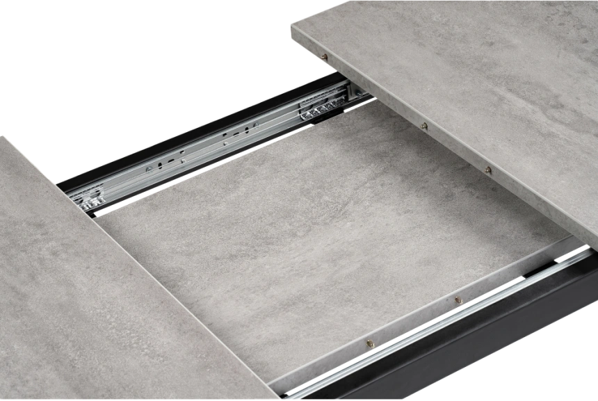 Кухонный стол раздвижной Колон Лофт, 120(160)x75, ЛДСП бетон, каркас черный матовый