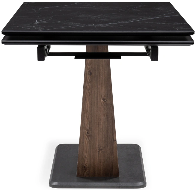Кухонный стол раздвижной Кели, 140(200), керамика, черный мрамор / орех кантри / черный
