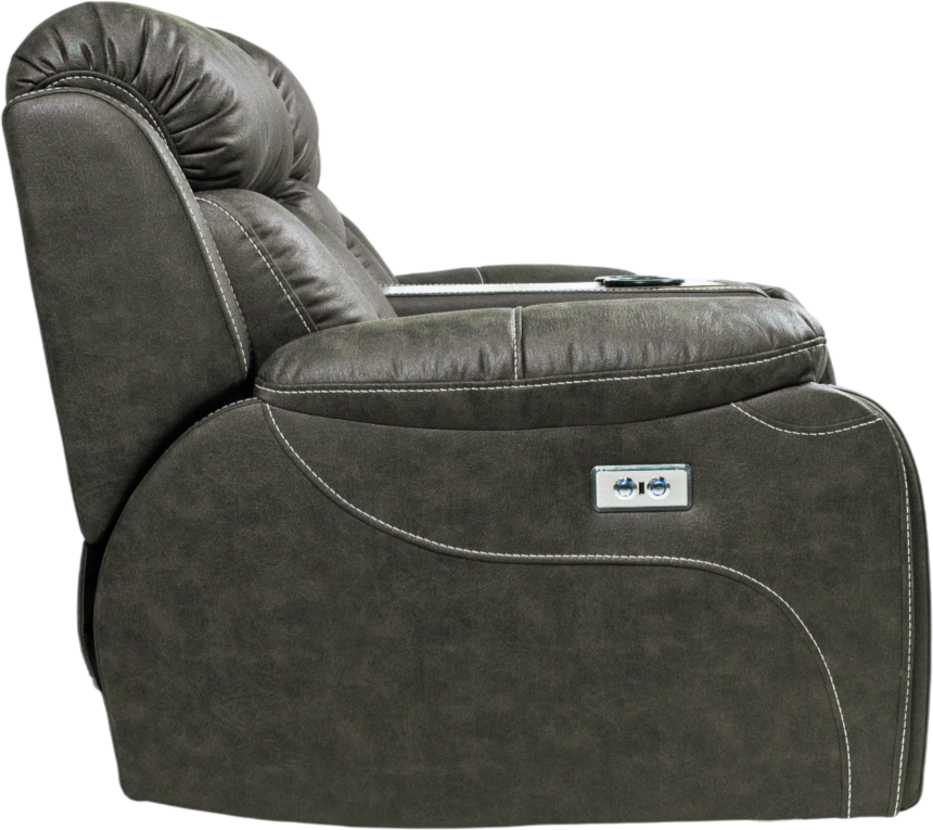 Диван прямой Азалия, электрореклайнер, двухместный, Стайл 04 / Эбен / Контрастная отстрочка