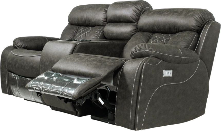 Диван прямой Азалия, электрореклайнер, двухместный, Стайл 04 / Эбен / Контрастная отстрочка