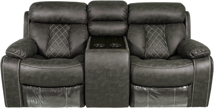 Диван прямой Азалия, электрореклайнер, двухместный, Стайл 04 / Эбен / Контрастная отстрочка