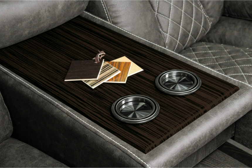 Диван прямой Азалия, электрореклайнер, двухместный, Стайл 04 / Эбен / Контрастная отстрочка