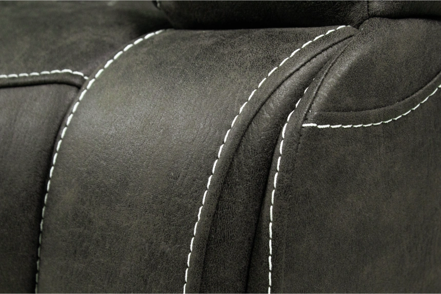 Диван прямой Азалия, электрореклайнер, двухместный, Стайл 04 / Эбен / Контрастная отстрочка