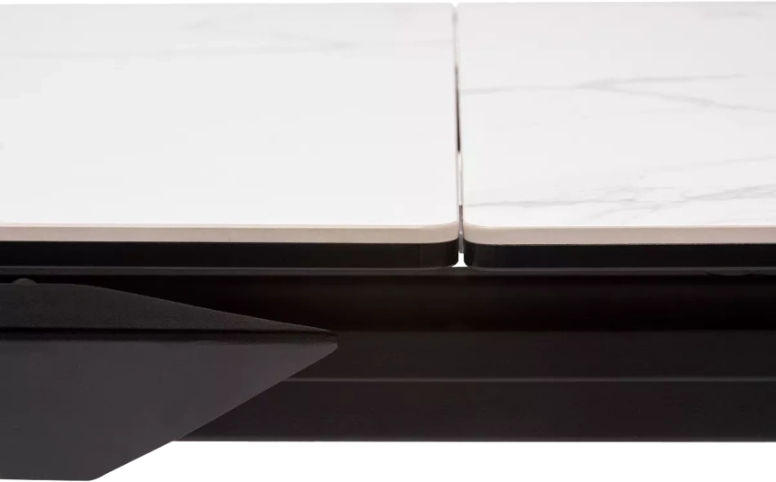 Кухонный стол раздвижной Cremona 140, Matte Statuario Белый мрамор матовый, керамика, черный каркас