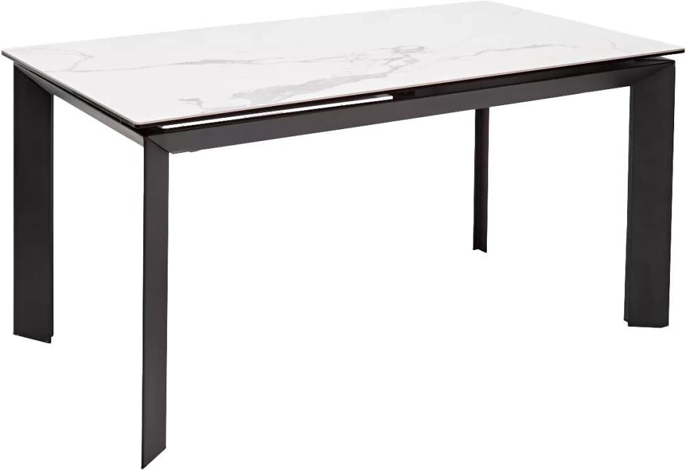 Кухонный стол раздвижной Cremona 140, Matte Statuario Белый мрамор матовый, керамика, черный каркас