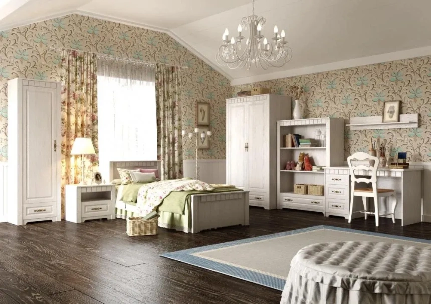 Гарнитур для детской Прованс, композиция 1, бодега белая / патина премиум