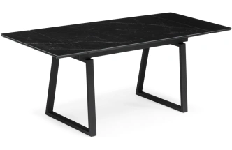 Обеденный раздвижной стол Джек, 140(200)х80, керамика, черный мрамор / черный