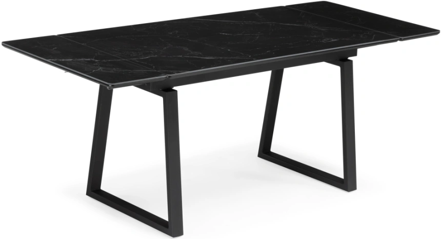 Обеденный раздвижной стол Джек, 140(200)х80, керамика, черный мрамор / черный
