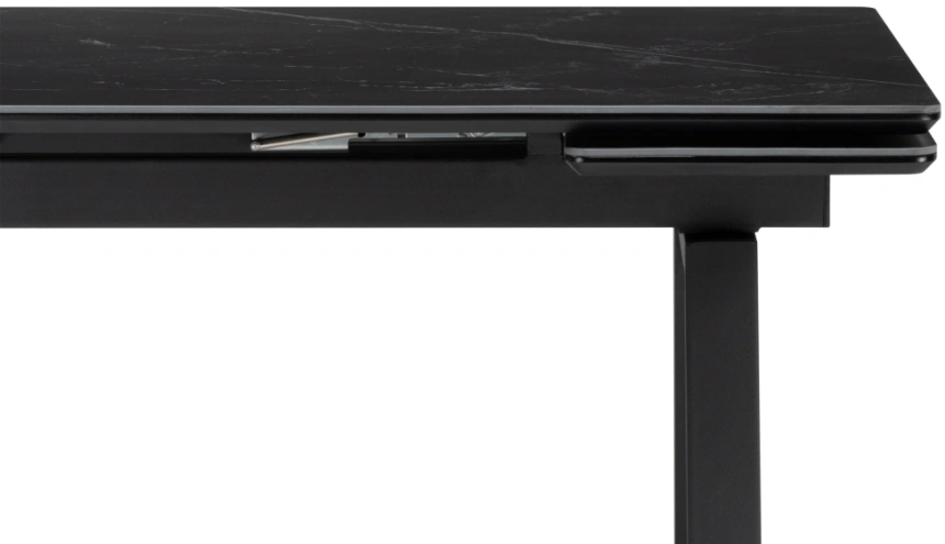 Обеденный раздвижной стол Джек, 140(200)х80, керамика, черный мрамор / черный