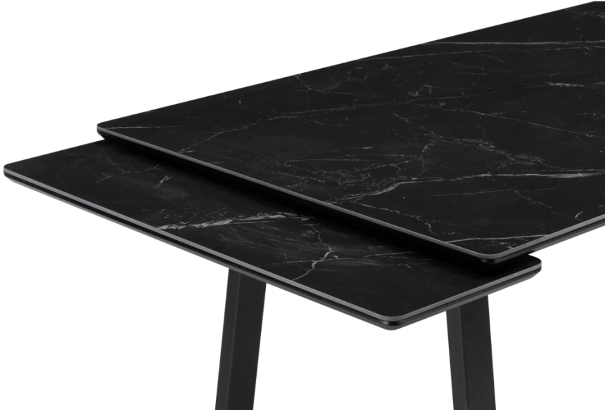 Обеденный раздвижной стол Джек, 140(200)х80, керамика, черный мрамор / черный
