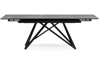 Обеденный раздвижной стол Вилсон, 160(220)х89, керамика, серый мрамор / черный