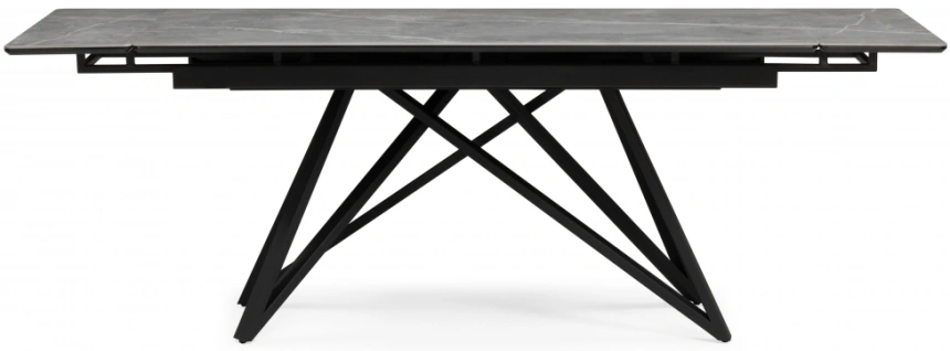 Обеденный раздвижной стол Вилсон, 160(220)х89, керамика, серый мрамор / черный
