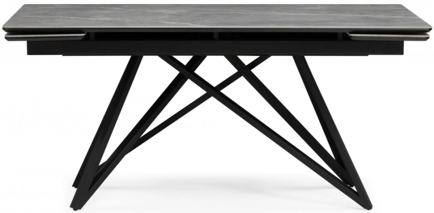 Обеденный раздвижной стол Вилсон, 160(220)х89, керамика, серый мрамор / черный