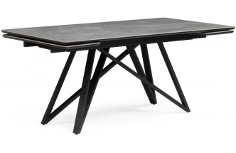 Обеденный раздвижной стол Вилсон, 160(220)х89, керамика, серый мрамор / черный