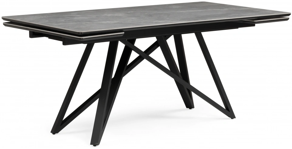 Обеденный раздвижной стол Вилсон, 160(220)х89, керамика, серый мрамор / черный